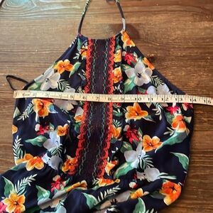 Beautiful colorful lace halter a-line dress EUC.